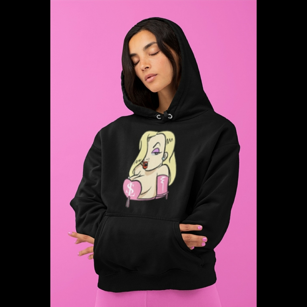 Black Blonde Bombshell Glamour Kissy Chrissy Hoodie‎ Serving Looks Casual Cute